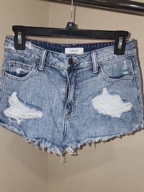 CELLO Light Blue Distressed Denim Shorts